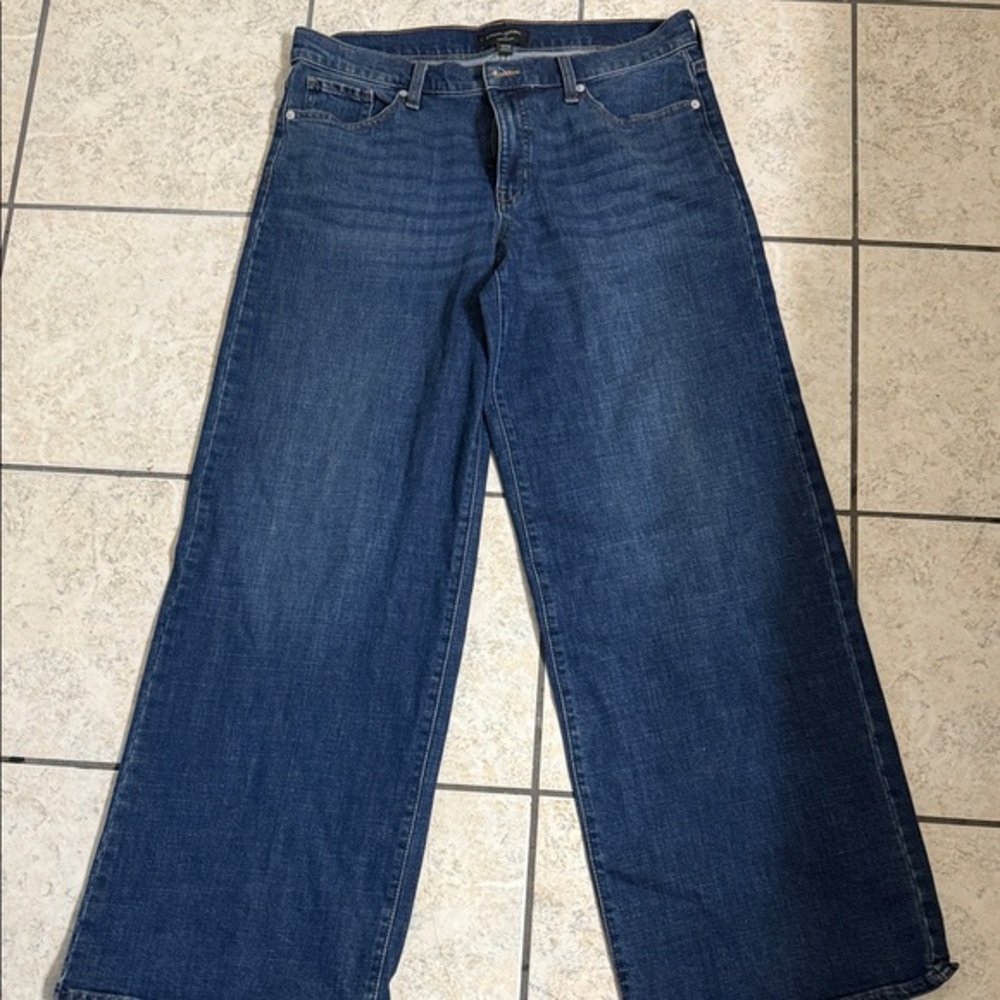 Banana Republic Low Rise Wide Leg Relaxed Fit Dark Blue Jeans, NWT, size 32/14 T